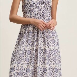 Velvet By Graham & Spencer Strapless Blue and White Floral Dress